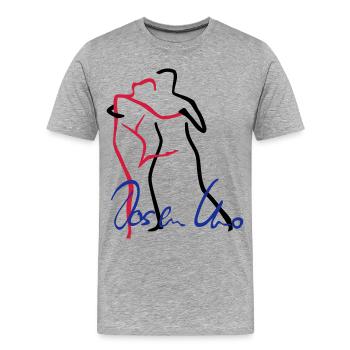 Tango-1 - Männer Premium Bio T-Shirt - Grau meliert - Vorne - Damien (186cm)