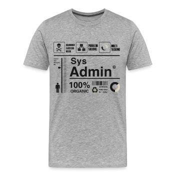 Sys Admin Pingouin Ordinateur Nerd pc Platine cpu ner - T-shirt bio Premium Homme - gris chiné - Devant - Damien (186cm)