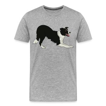 Border Collie - T-shirt bio Premium Homme - gris chiné - Devant - Damien (186cm)