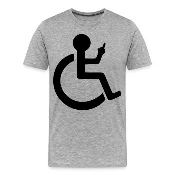 Utilisateur d’un fauteuil roulant avec majeur # - T-shirt bio Premium Homme - gris chiné - Devant - Damien (186cm)