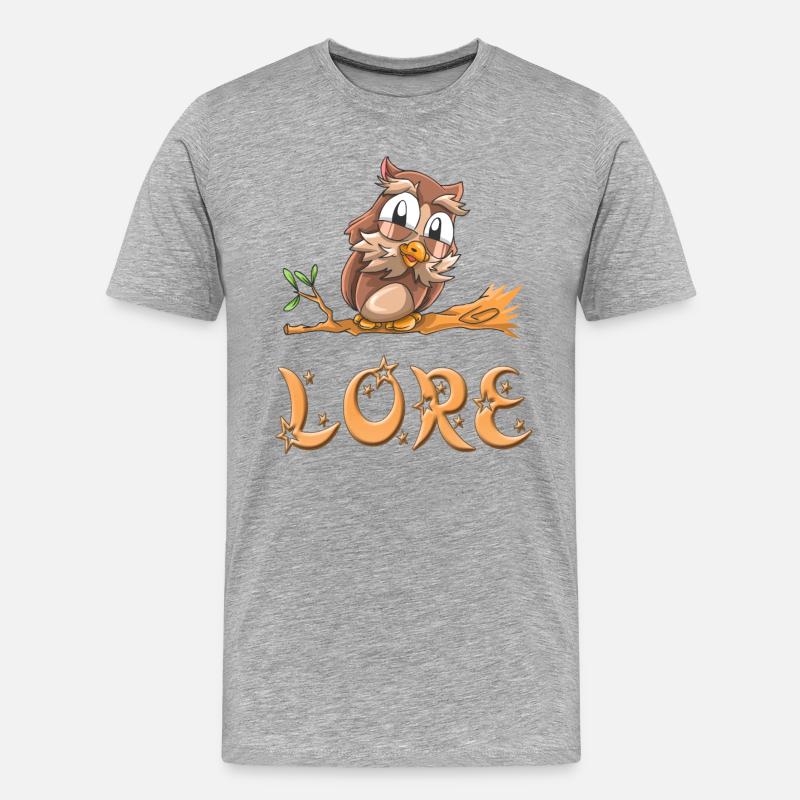 Eule Lore - Männer Premium Bio T-Shirt - Grau meliert