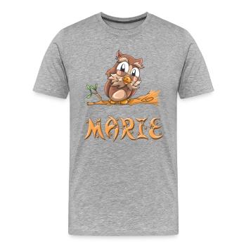 Eule Marie - Männer Premium Bio T-Shirt - Grau meliert - Vorne - Damien (186cm)