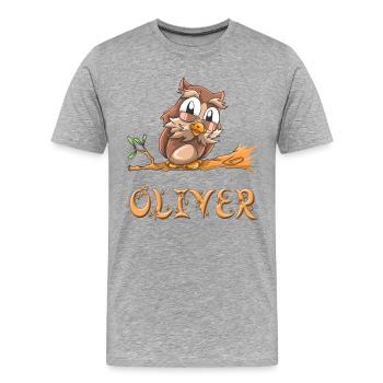 Owl Oliver - Men's Premium Organic T-Shirt - heather grey - Front - Damien (186cm)