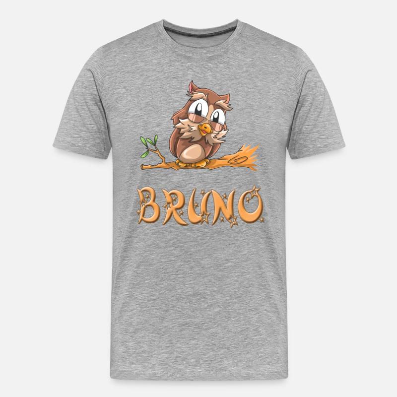 Eule Bruno - Männer Premium Bio T-Shirt - Grau meliert