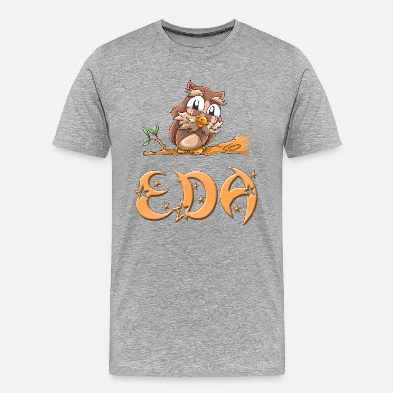 Eule Eda - Männer Premium Bio T-Shirt - Grau meliert