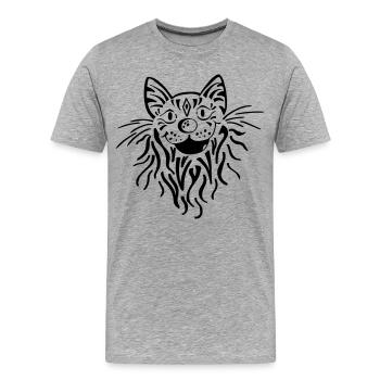 tête de chat tabby - Cat - Tiger - Cat - T-shirt bio Premium Homme - gris chiné - Devant - Damien (186cm)