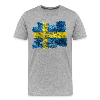 Schweden Vintage Flagge - Männer Premium Bio T-Shirt - Grau meliert - Vorne - Damien (186cm)