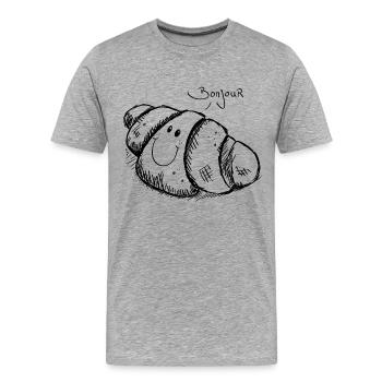 Bonjour Croissant - Männer Premium Bio T-Shirt - Grau meliert - Vorne - Damien (186cm)
