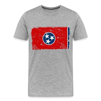 Tennessee Drapeau Vintage - T-shirt bio Premium Homme - gris chiné - Devant - Damien (186cm)