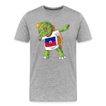 Haïti tortue tamponnant - T-shirt bio Premium Homme - gris chiné - Devant - Damien (186cm)