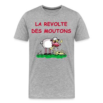La révolte des moutons - T-shirt bio Premium Homme - gris chiné - Devant - Damien (186cm)