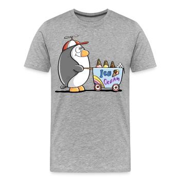 Pinguin Als Eisverkäufer - Eis - Men's Premium Organic T-Shirt - heather grey - Front - Damien (186cm)
