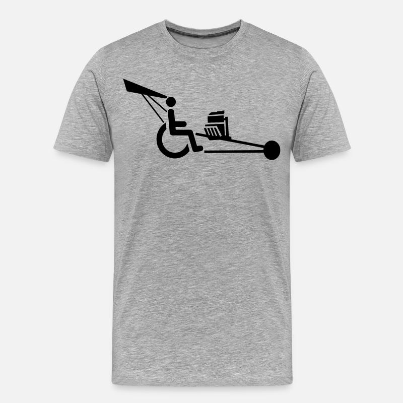 Bild eines Rollstuhls mit V8-Motor # - Männer Premium Bio T-Shirt - Grau meliert