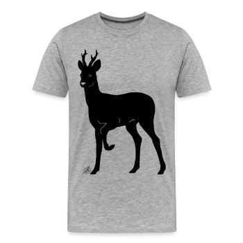 Chevreuil - T-shirt bio Premium Homme - gris chiné - Devant - Damien (186cm)