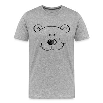 Bärchen Kopf - Bär - Bären - Teddybär - Grizzly - Männer Premium Bio T-Shirt - Grau meliert - Vorne - Damien (186cm)