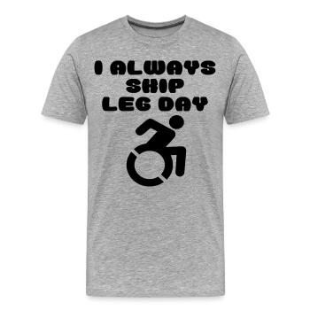 Une personne en fauteuil roulant saute la journée des jambes # - T-shirt bio Premium Homme - gris chiné - Devant - Damien (186cm)