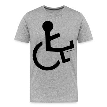 Utilisateur d’un fauteuil roulant avec une jambe cassée # - T-shirt bio Premium Homme - gris chiné - Devant - Damien (186cm)