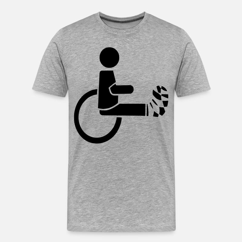 Rollstuhlfahrer mit Bein in Gips # - Männer Premium Bio T-Shirt - Grau meliert