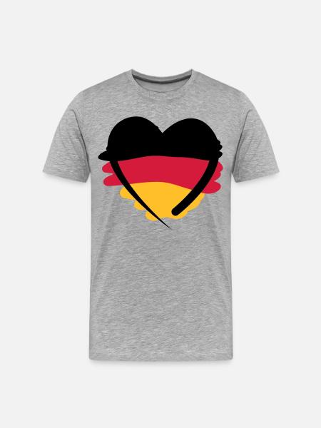 Deutschland Herz - Männer Premium Bio T-Shirt - Grau meliert