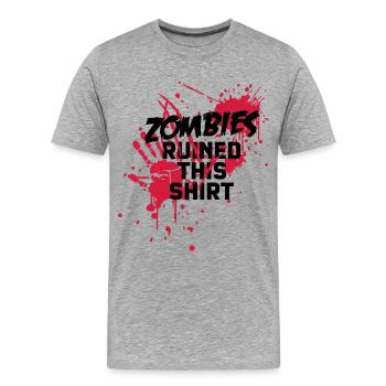 zombies runied this shirt - zombie blutflecken - Männer Premium Bio T-Shirt - Grau meliert - Vorne - Damien (186cm)