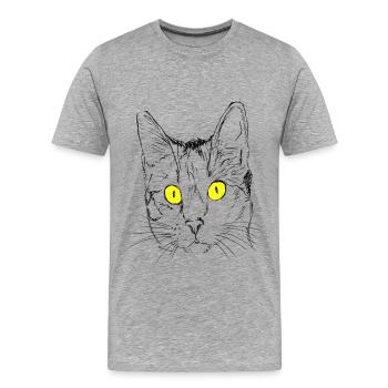 Cat, hangover, cat lover, cat's head, cat's eye - Men's Premium Organic T-Shirt - heather grey - Front - Damien (186cm)