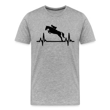 Cheval - Equitation - Courses de chevaux - T-shirt bio Premium Homme - gris chiné - Devant - Damien (186cm)