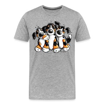 Drollige Berner Sennenhunde - Männer Premium Bio T-Shirt - Grau meliert - Vorne - Damien (186cm)