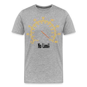 Speedometer, No Limit - Men's Premium Organic T-Shirt - heather grey - Front - Damien (186cm)