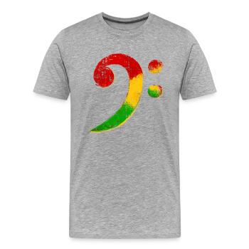 Cadeau Reggae Bass Clef pour bassiste - T-shirt bio Premium Homme - gris chiné - Devant - Damien (186cm)