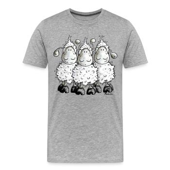 "Mc Wool" - sheep - mouton- moutons - T-shirt bio Premium Homme - gris chiné - Devant - Damien (186cm)