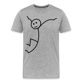 Strichmännchen - Männer Premium Bio T-Shirt - Grau meliert - Vorne - Damien (186cm)