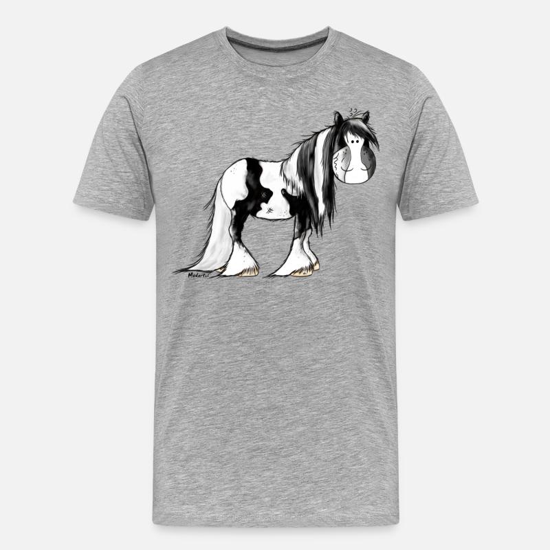 Irish Tinker Pferd - Pinto - Männer Premium Bio T-Shirt - Grau meliert