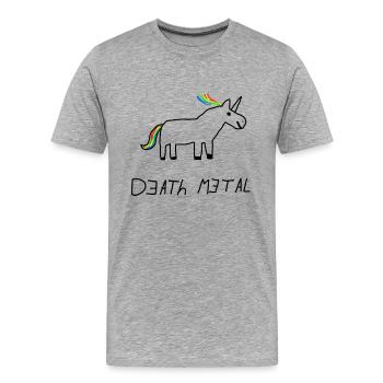 Licorne de Death Metal - T-shirt bio Premium Homme - gris chiné - Devant - Damien (186cm)