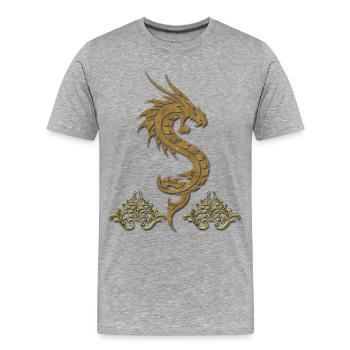 merveilleux dragon chinois - T-shirt bio Premium Homme - gris chiné - Devant - Damien (186cm)