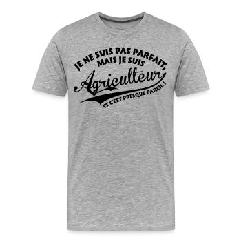 Parfait Agriculteur - T-shirt bio Premium Homme - gris chiné - Devant - Damien (186cm)