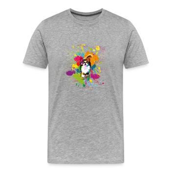 Klekskatze - T-shirt bio Premium Homme - gris chiné - Devant - Damien (186cm)