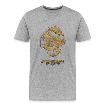 Merveilleux dragon chinois - T-shirt bio Premium Homme - gris chiné - Devant - Damien (186cm)