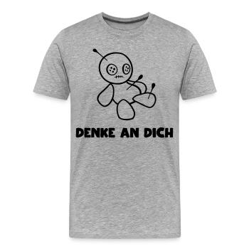 Voodoo Puppe - Männer Premium Bio T-Shirt - Grau meliert - Vorne - Damien (186cm)