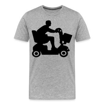 Bild von behinderten Menschen im Elektromobil # - Männer Premium Bio T-Shirt - Grau meliert - Vorne - Damien (186cm)