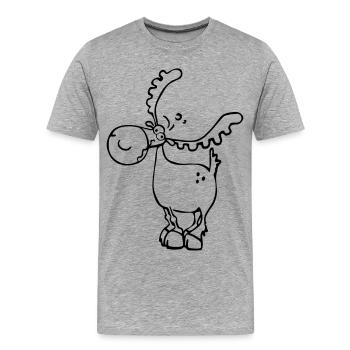 Elch - Hirsch - Rentier - Wild - Männer Premium Bio T-Shirt - Grau meliert - Vorne - Damien (186cm)