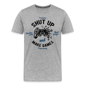 Développement de jeux - T-shirt bio Premium Homme - gris chiné - Devant - Damien (186cm)