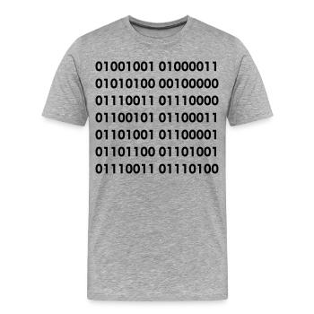 Spécialiste des TIC en binaire 002 - T-shirt bio Premium Homme - gris chiné - Devant - Damien (186cm)