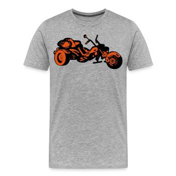 Chopper Inferno – Comic Style Trike - Männer Premium Bio T-Shirt - Grau meliert - Vorne - Damien (186cm)