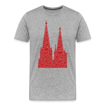 Cathédrale de Cologne Coeurs Kölle Amour Coeur Carnaval Cologne - T-shirt bio Premium Homme - gris chiné - Devant - Damien (186cm)