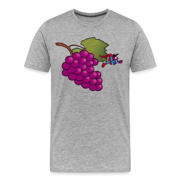 Trauben-Superheld! - Männer Premium Bio T-Shirt - Grau meliert - Vorne - Damien (186cm)