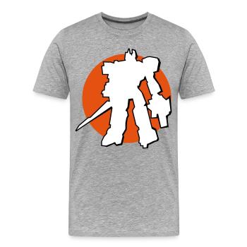 Manga-Bot vor Japan Sonne - Männer Premium Bio T-Shirt - Grau meliert - Vorne - Damien (186cm)