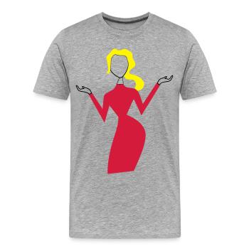 frau - Männer Premium Bio T-Shirt - Grau meliert - Vorne - Damien (186cm)