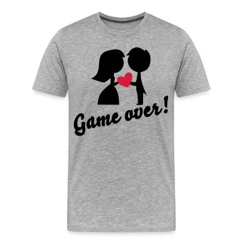 hochzeit - Männer Premium Bio T-Shirt - Grau meliert - Vorne - Damien (186cm)