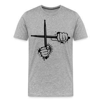 two crossed drumsticks - Men's Premium Organic T-Shirt - heather grey - Front - Damien (186cm)