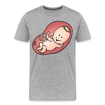 Enceinte - grossesse - T-shirt bio Premium Homme - gris chiné - Devant - Damien (186cm)